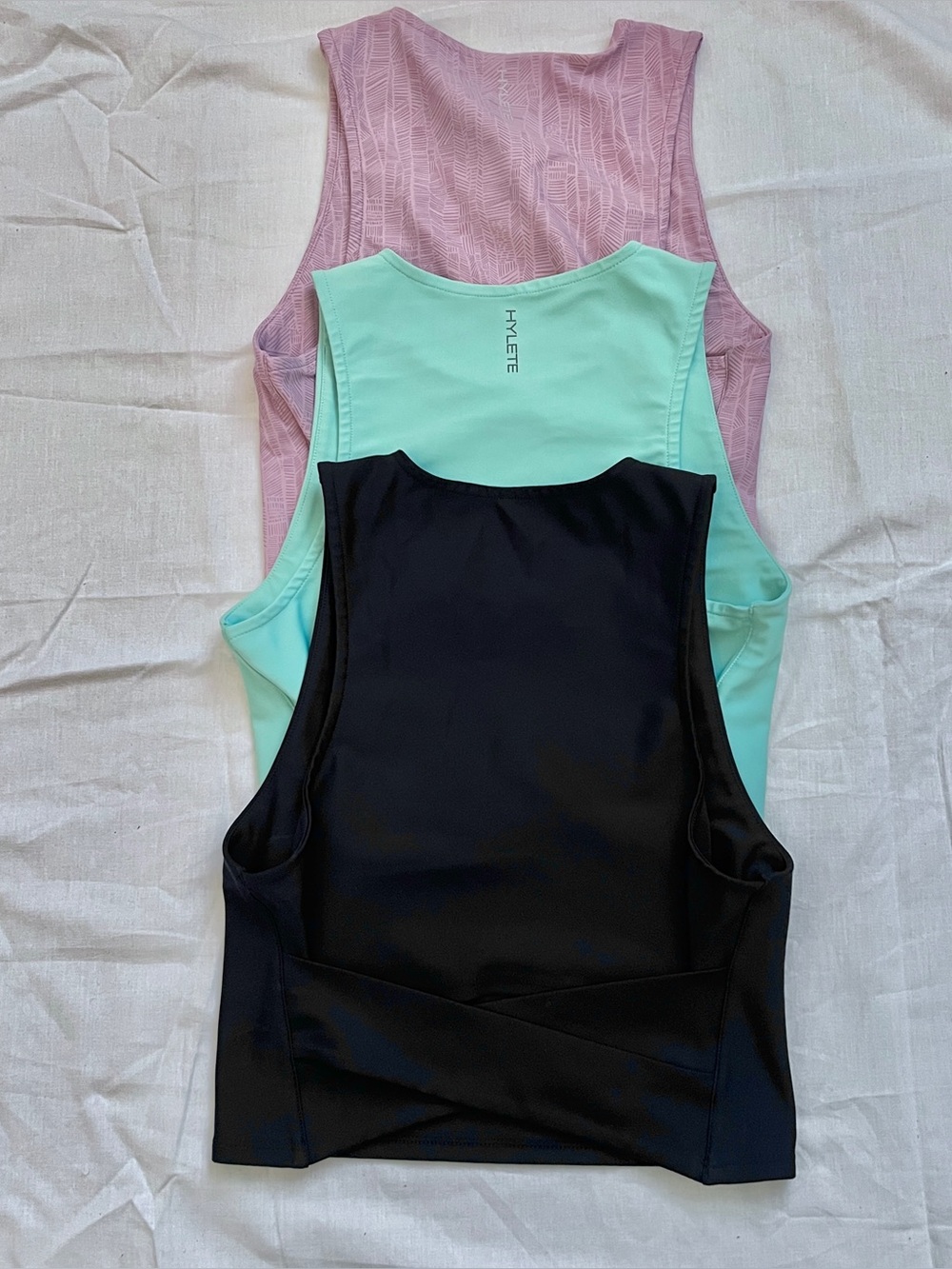 3 Hylete Womens Mint Cross-Back Athletic Crop Tank Tops - size XS